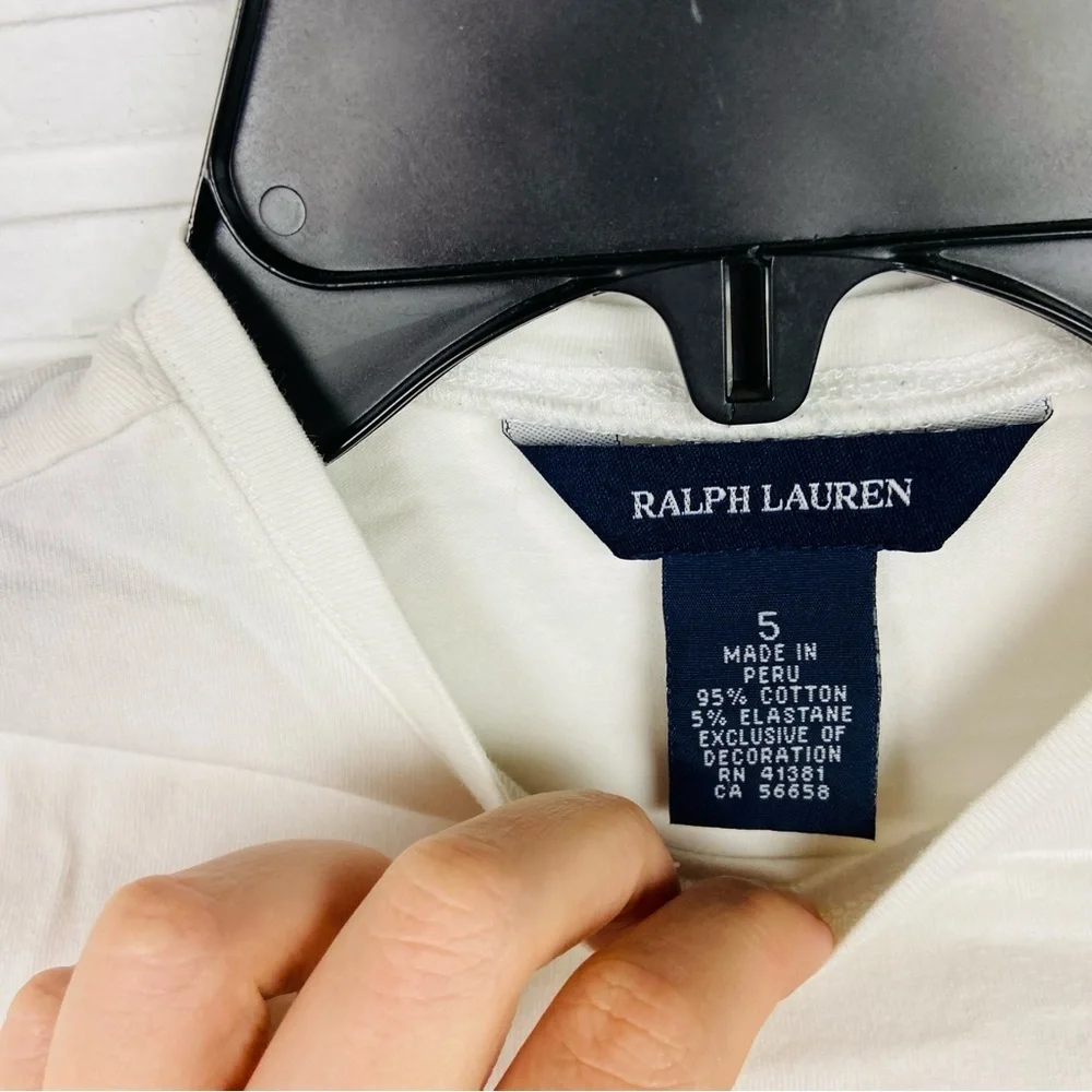 RALPH LAUREN white long sleeve cotton stretch shirt size 5